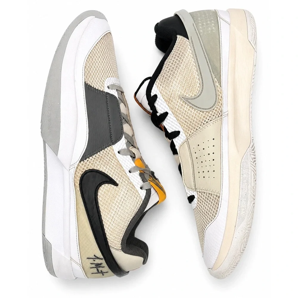 Nike Ja 1 Light Smoke Grey Men 10.5 Basketball Shoes White Black Mesh DR8785-10